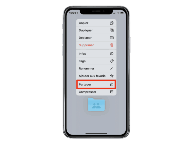 iPhone comment partager un fichier sur iCloud Drive