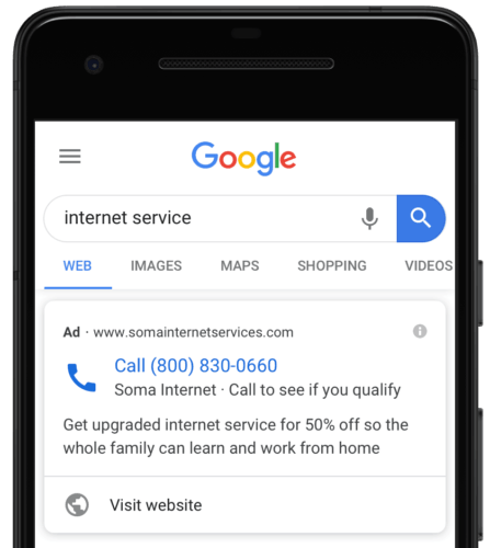 Google Ads : les publicités « Appel téléphonique uniquement » incluent maintenant un lien URL